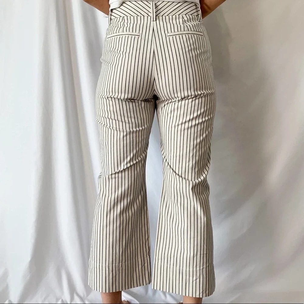 Cabi Striped Modern Beige & Navy Blue Striped Crop Wide Leg Trousers Size 6 - Picture 7 of 12